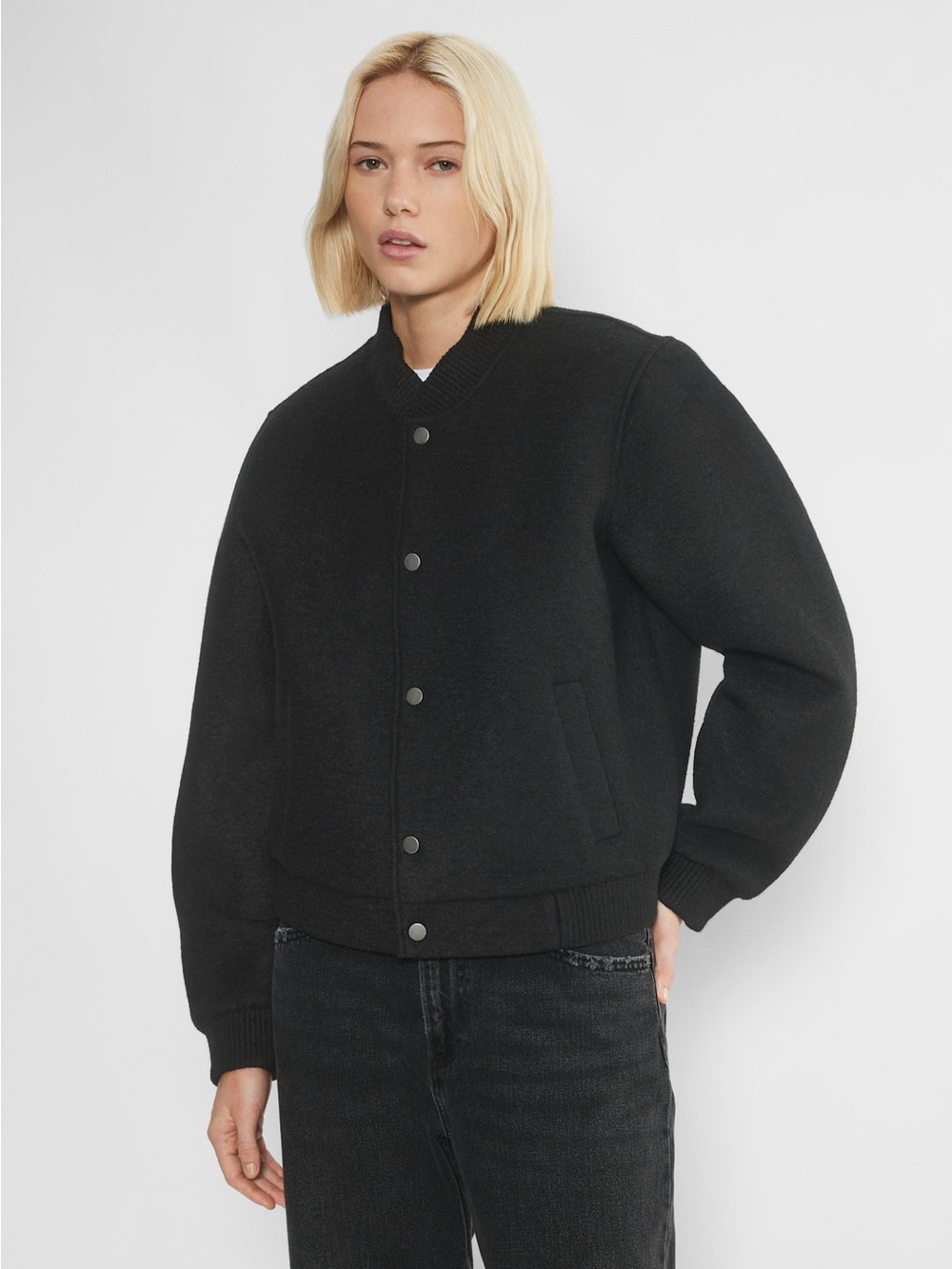 Broadway Black matte Oversized bomber jacket neoprene size Large like new